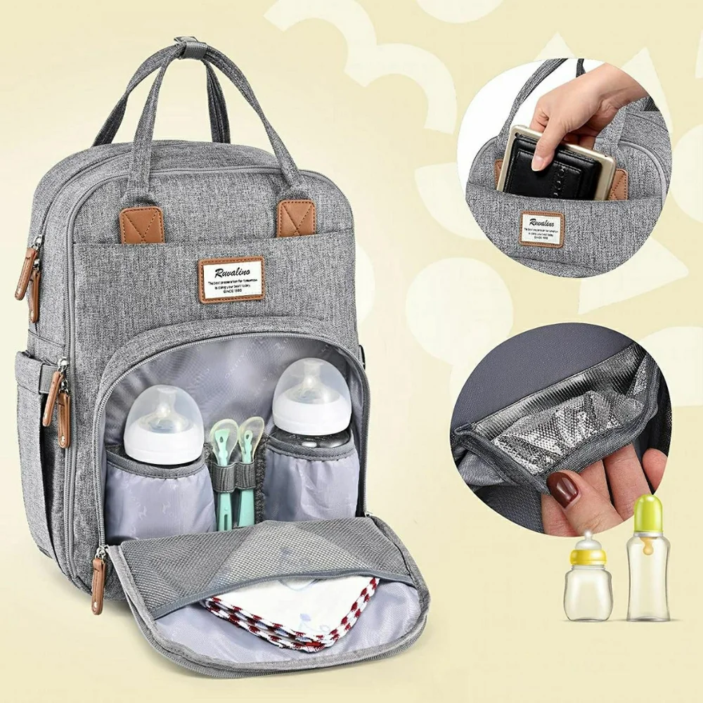 RUVALINO Large Diaper Bag Backpack, Multifunction Travel Maternity Baby Changing